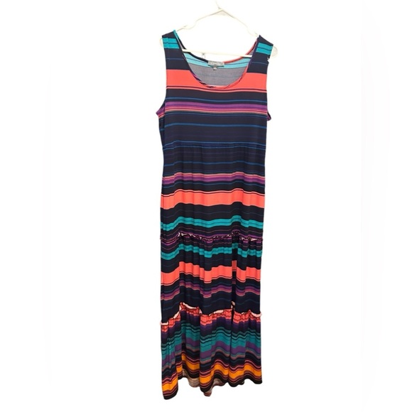 NY Collection stripe maxi dress size L - Picture 2 of 9